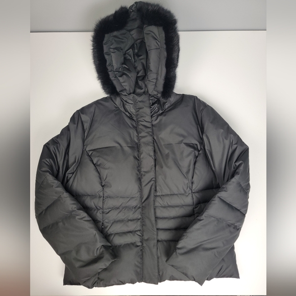 Cole B sport winter down quilted puffer jacket w/rabbit fur hood - Picture 13 of 14